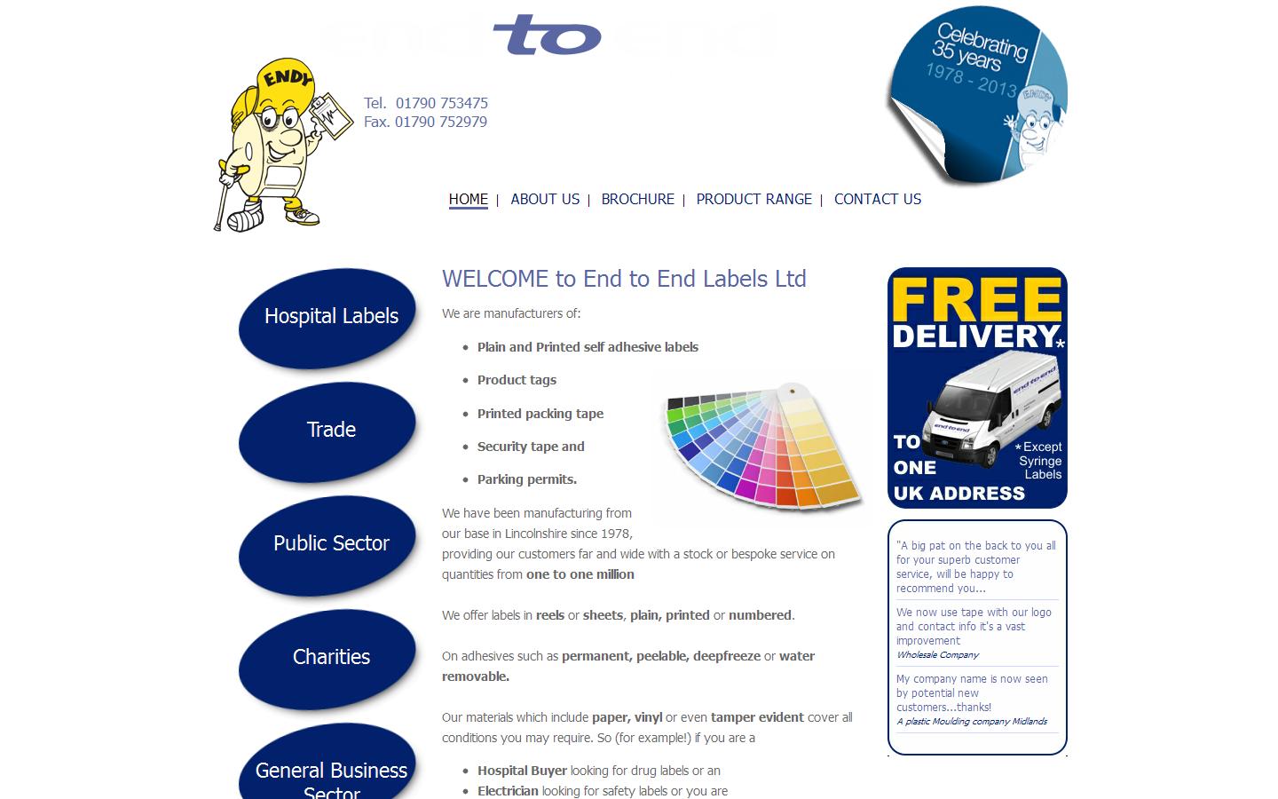 End to End Labels Ltd Website