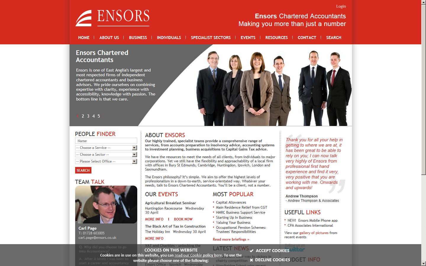 Ensors Website