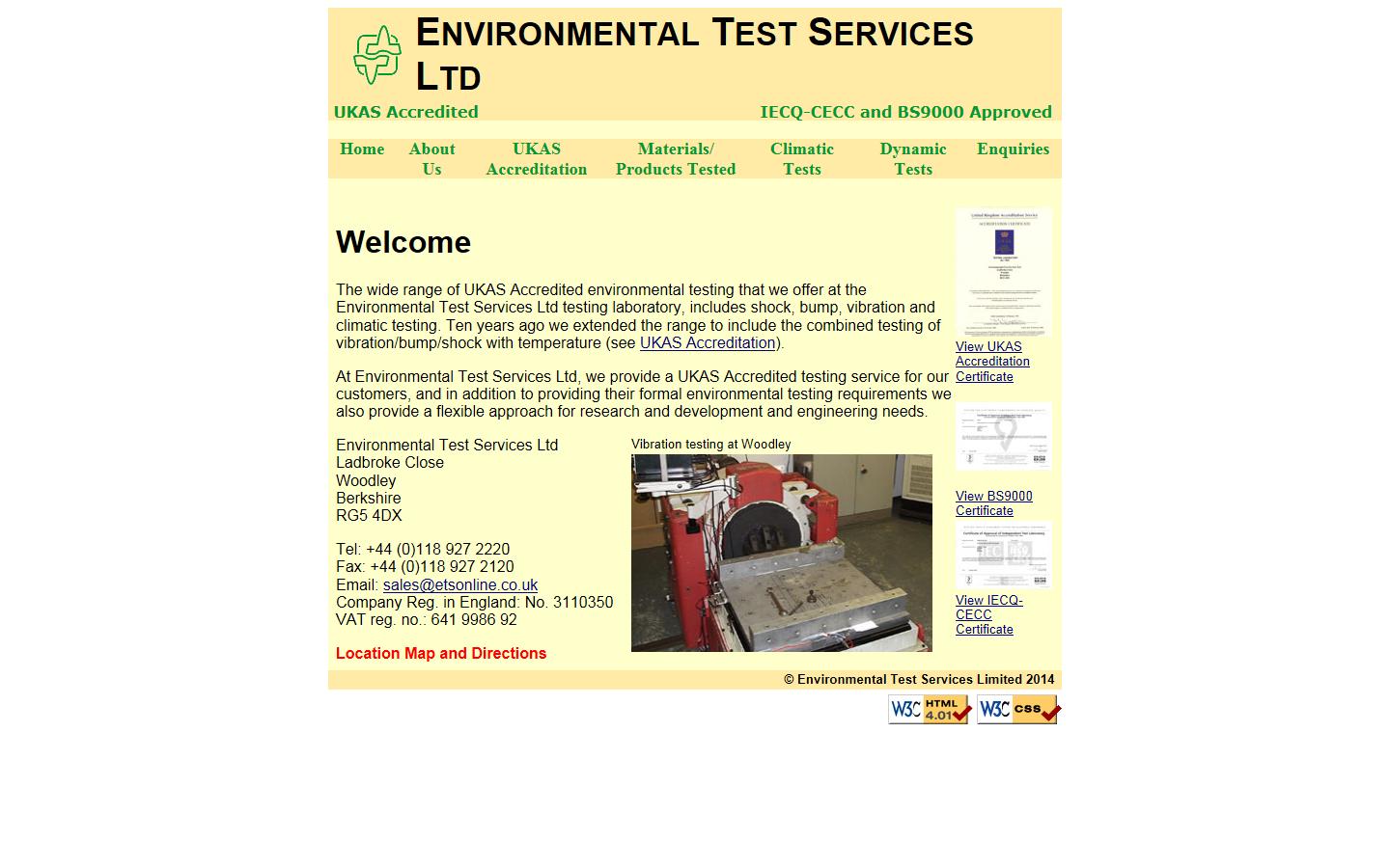 Environmental Test Services Ltd Website