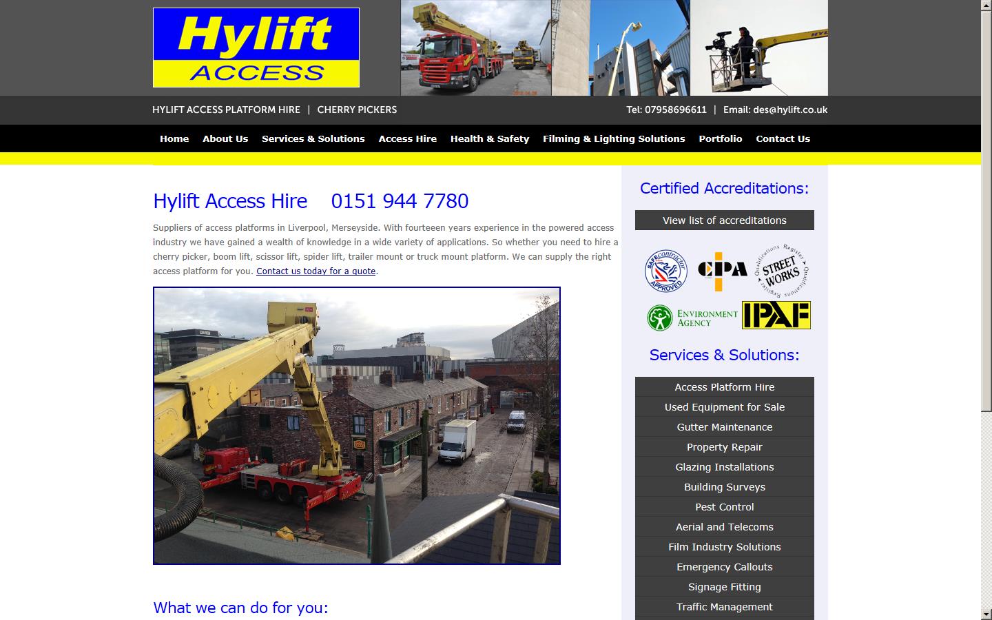 Hylift Access Platform Hire Website