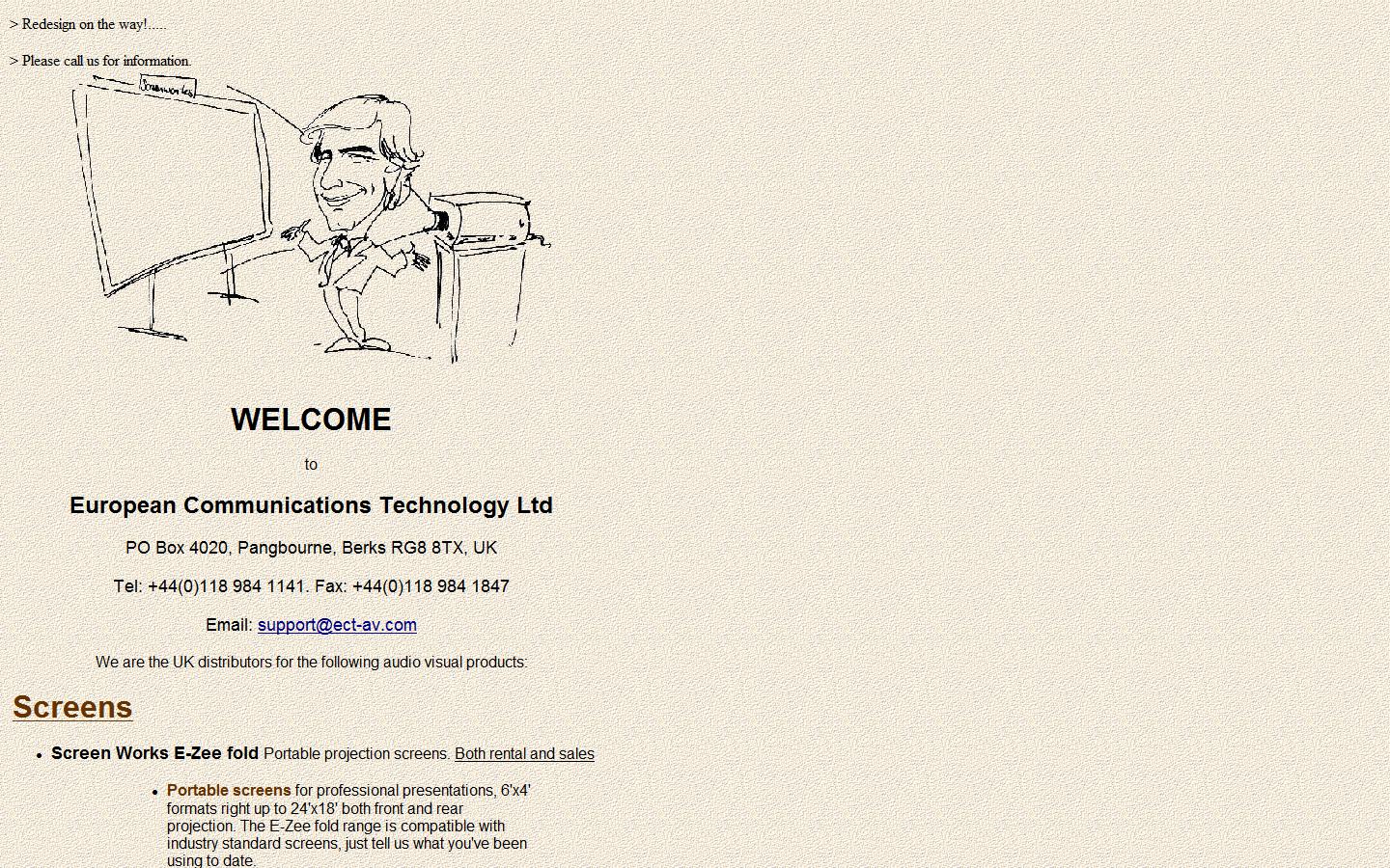 ECT Projection Screens and Accessories Website