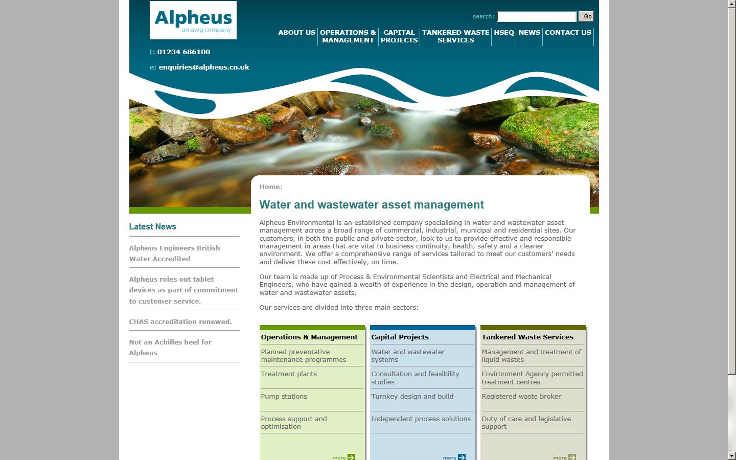Alpheus Environmental ltd Website
