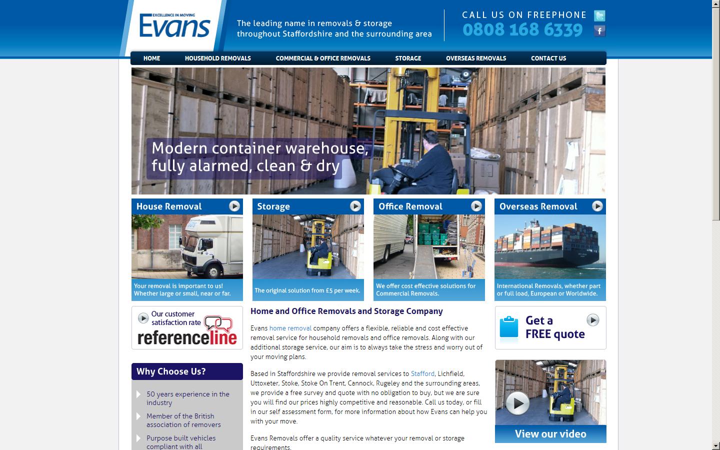 Evans Moving Ltd Website