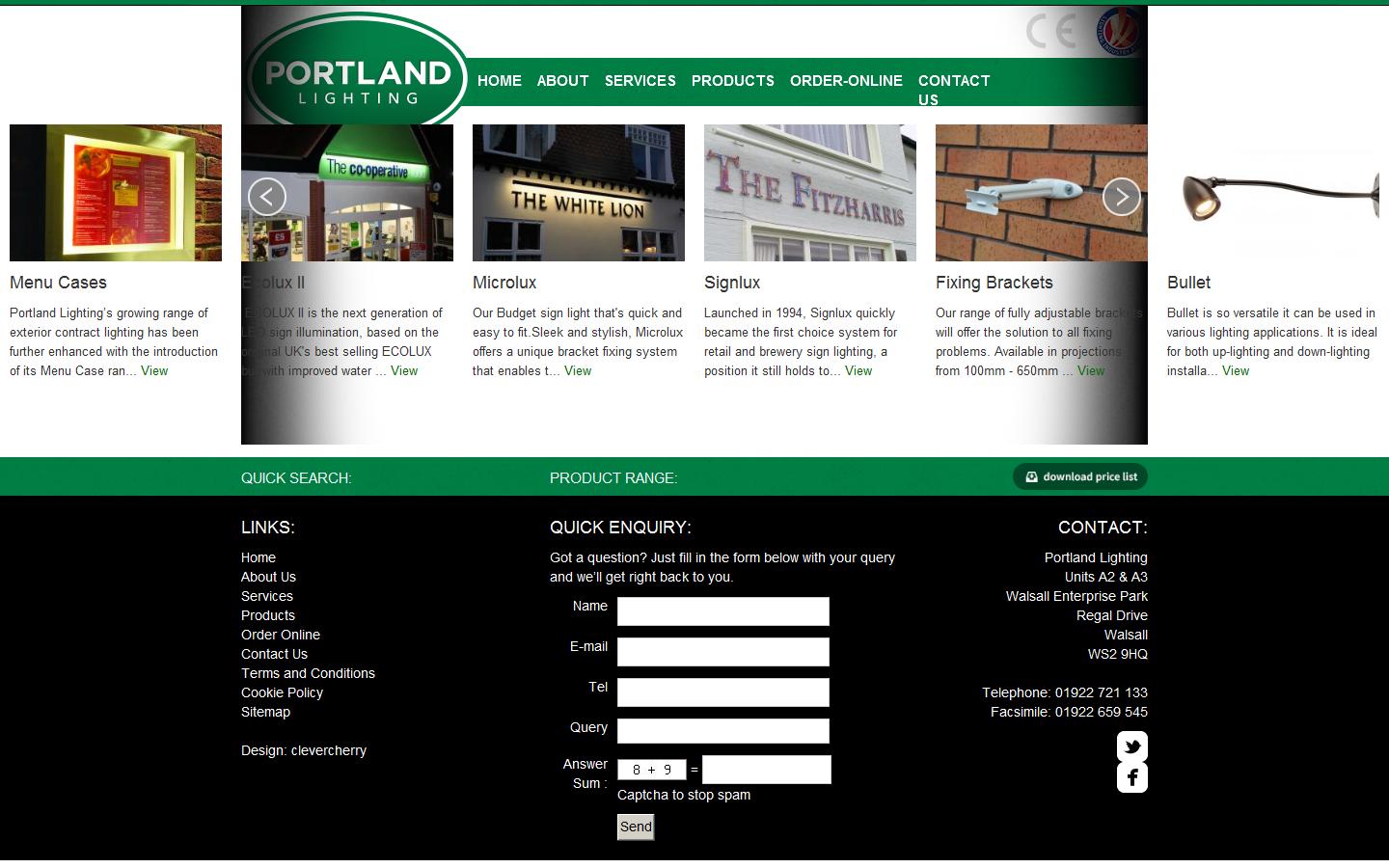 Portland Lighting Ltd Website