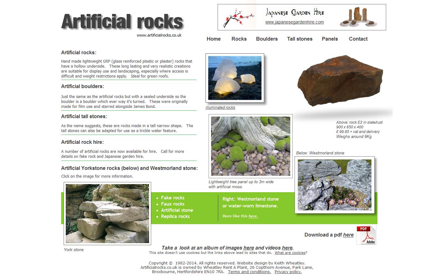 Artificial Rocks (Wheatley Rent A Plant) Website