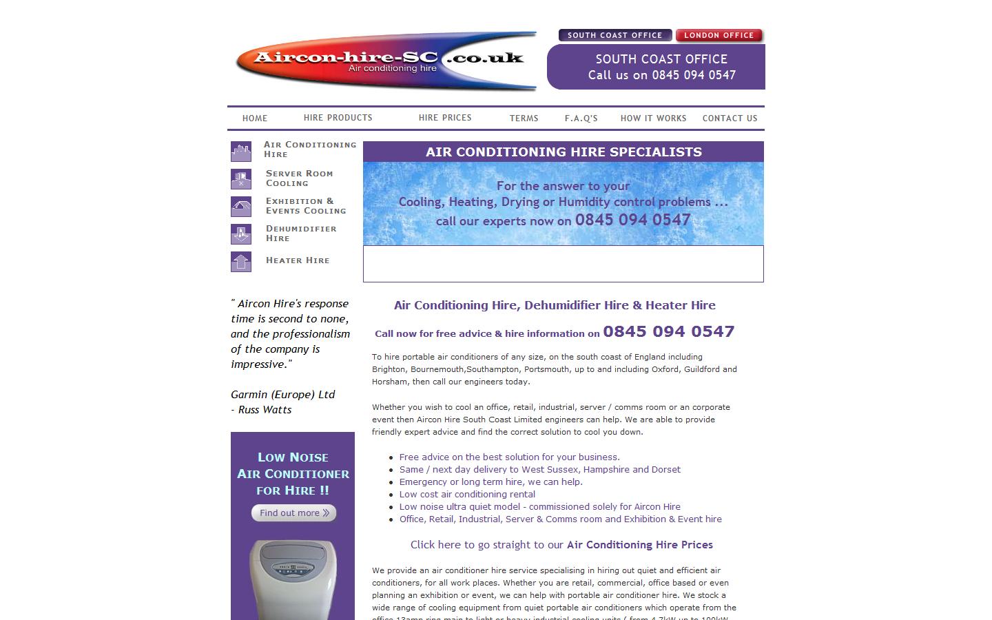 Aircon Hire South Coast Ltd Website
