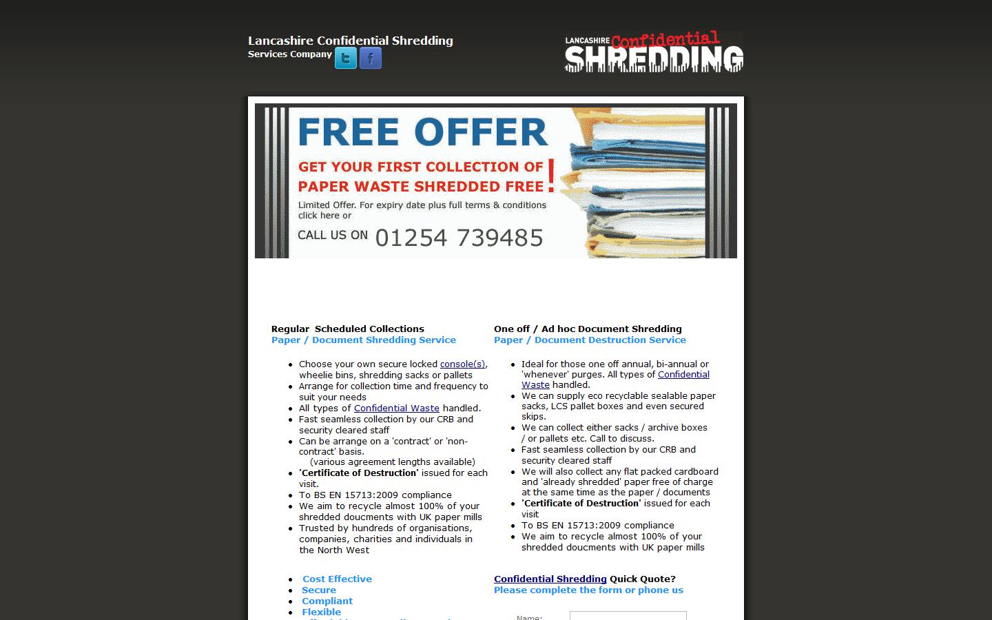 Lancashire Confidential Shredding Website