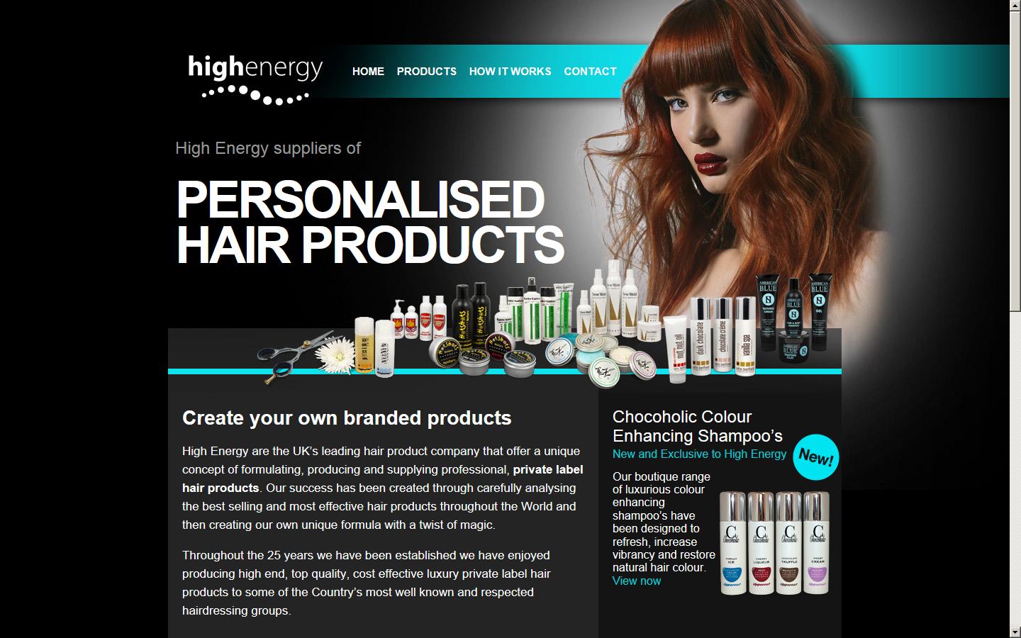 High Energy Personalised Hair Products Website