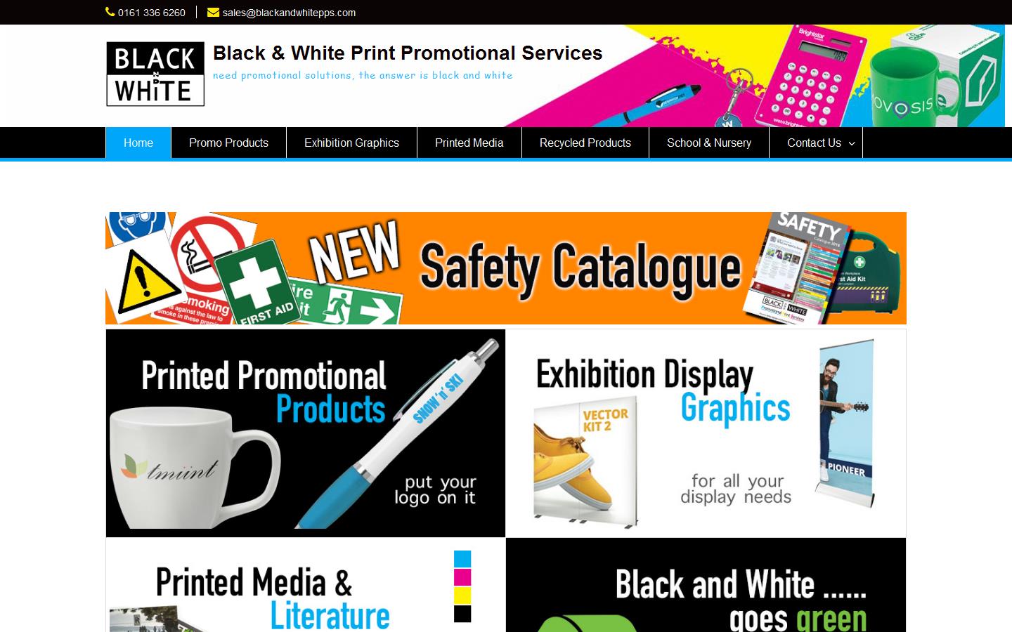 Black and White Promotional Print Services Website