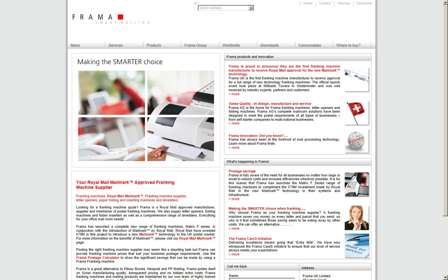Frama (UK) Ltd Website