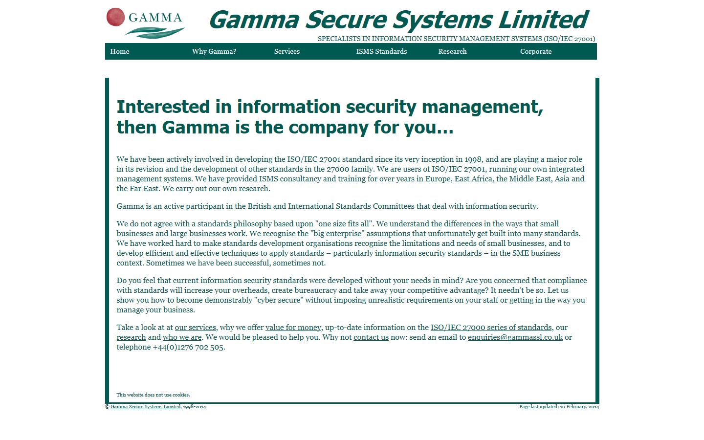 Gamma Secure Systems Ltd Website