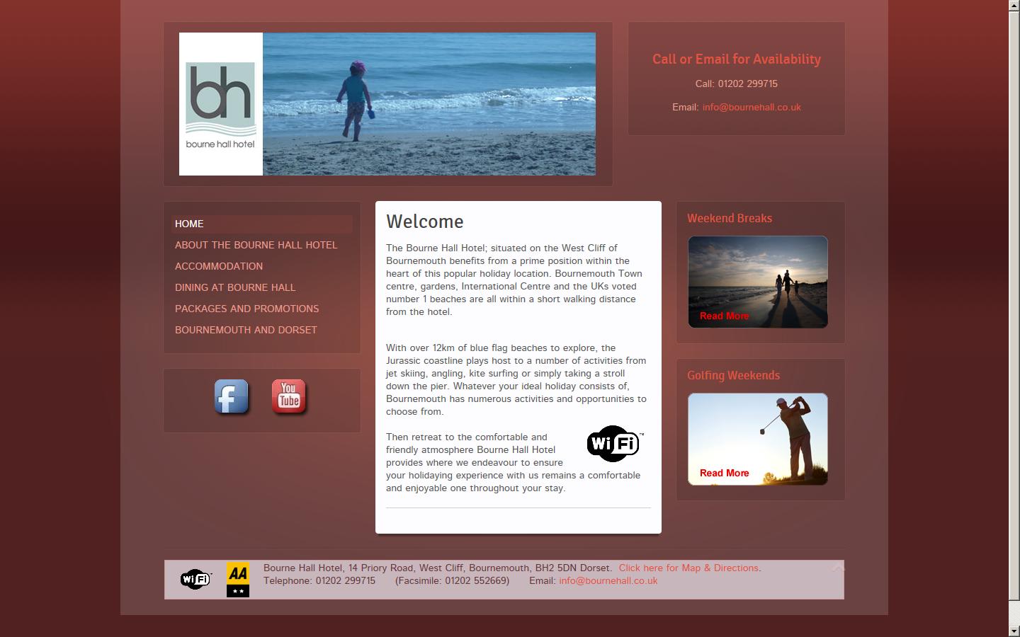 Bourne Hall Hotel Website