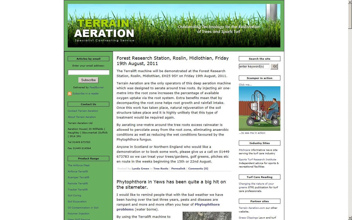 Terrain Aeration Services Website