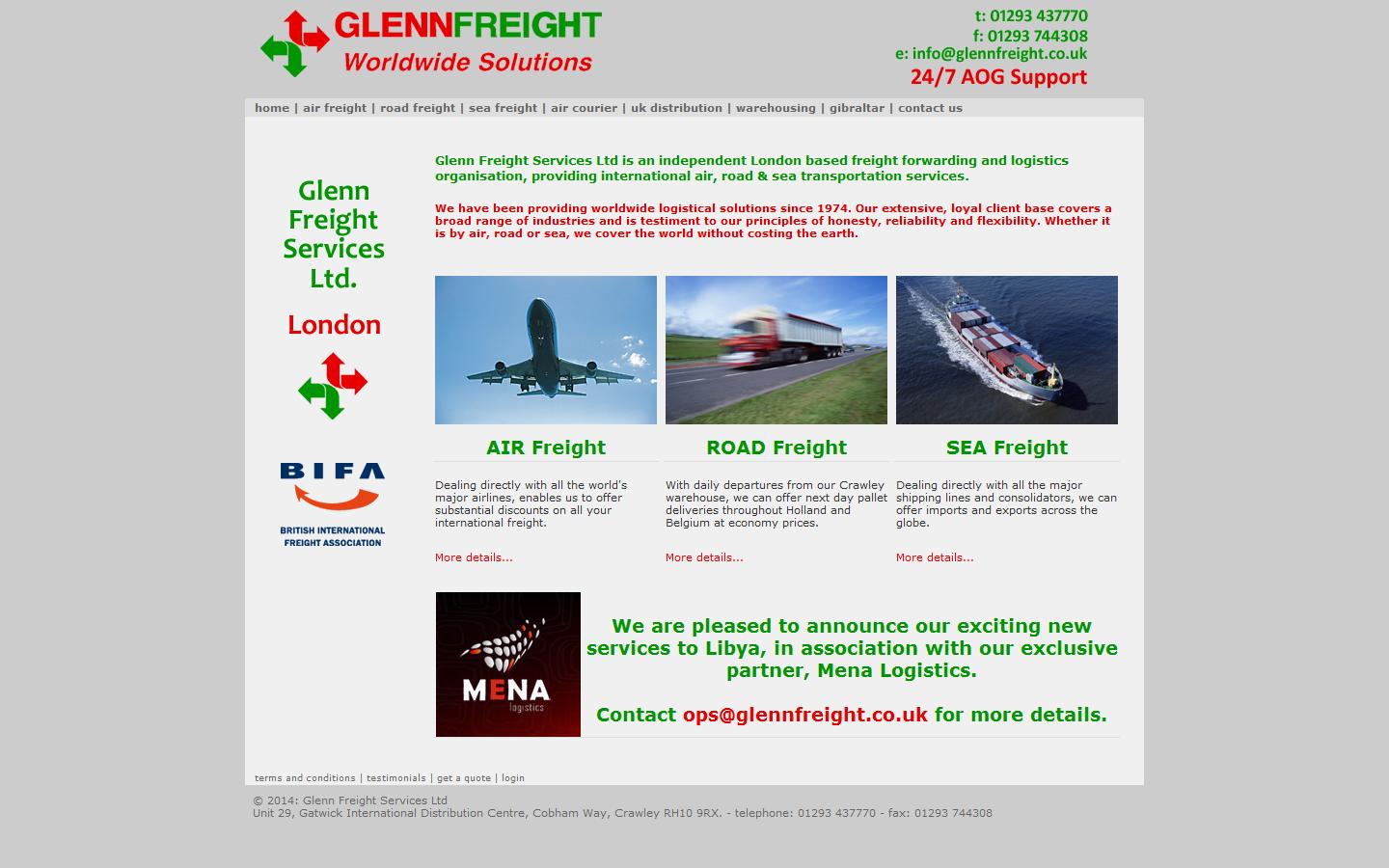 Glenn Freight Services Ltd Website