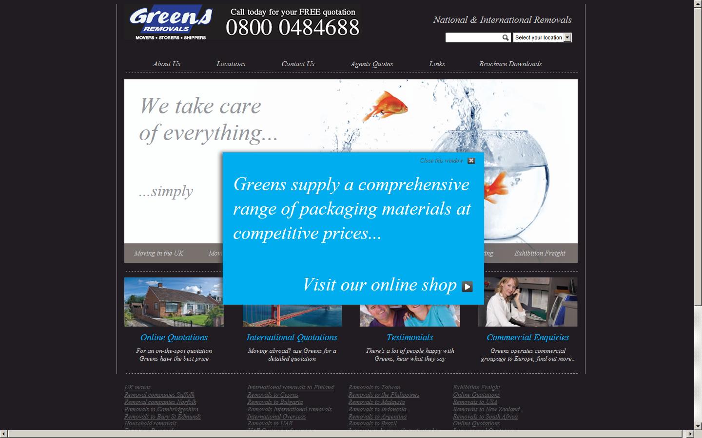 Greens Removals & Storage Ltd Website