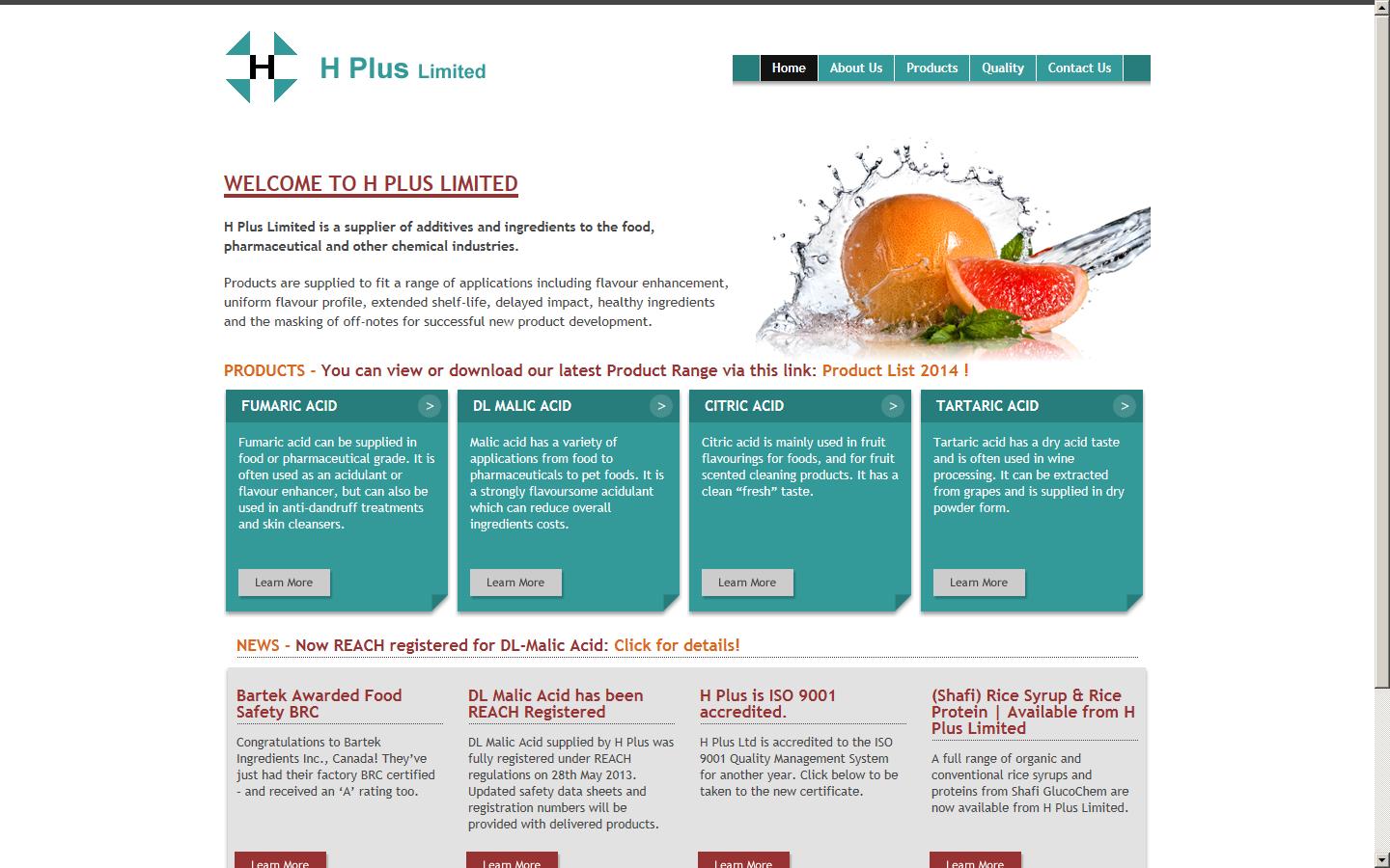 H Plus Limited Website