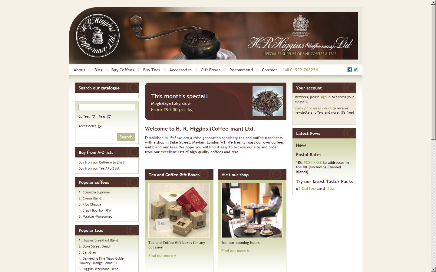 H R Higgins Coffee-Man Ltd Website