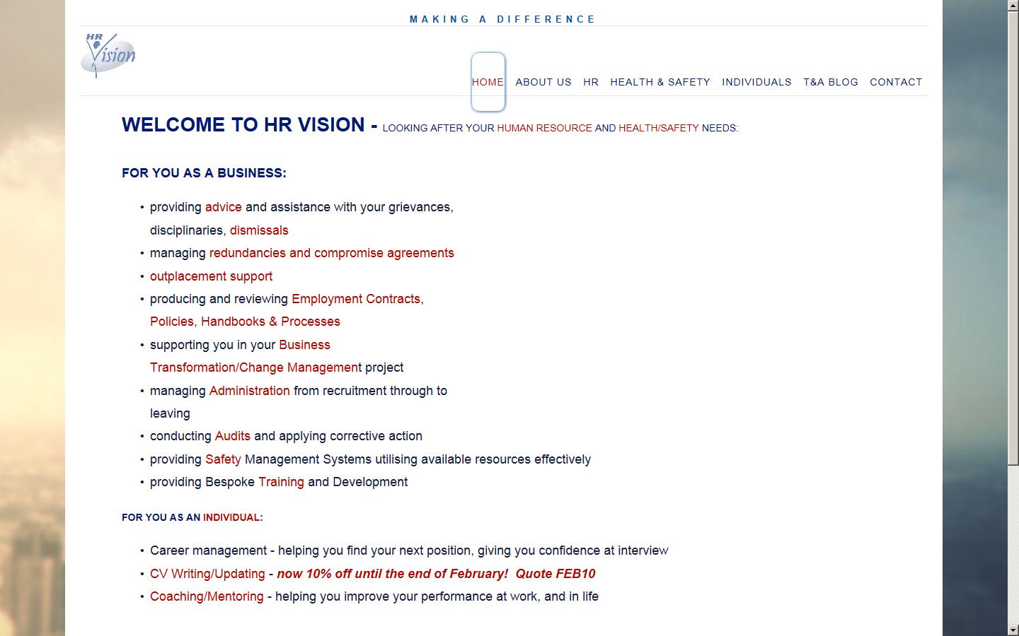 HR Vision Newbury Office Website