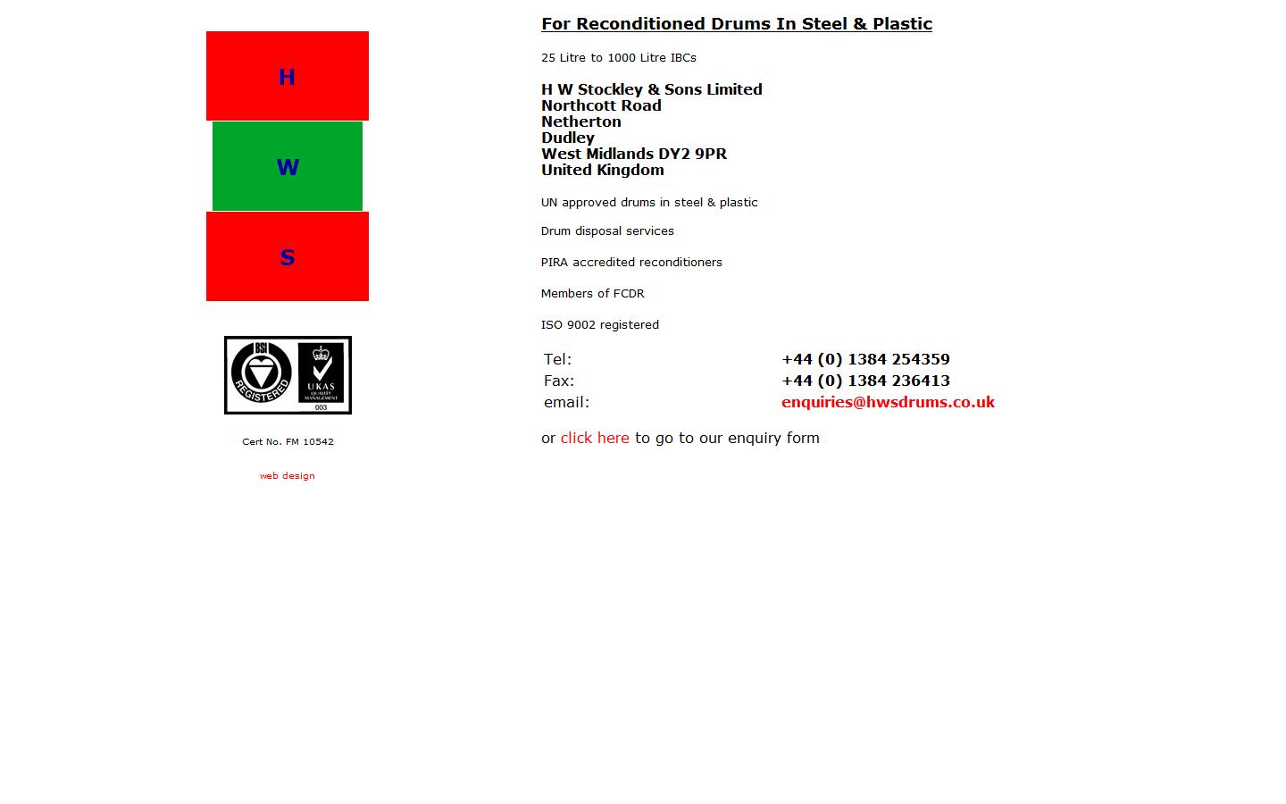 H W Stockley & Sons Limited Website