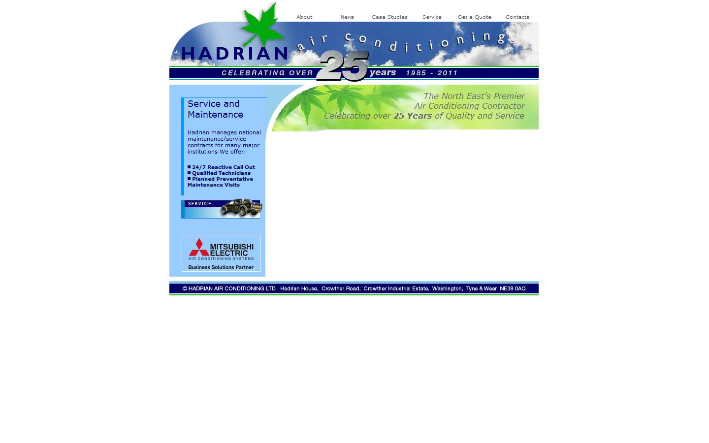 Hadrian Air Conditioning Ltd Website