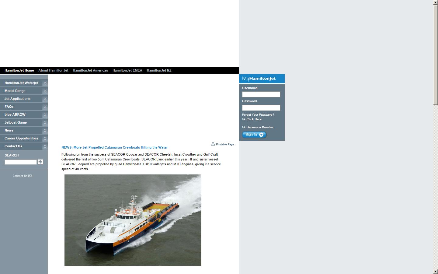 Hamilton Jet (UK) Ltd Website