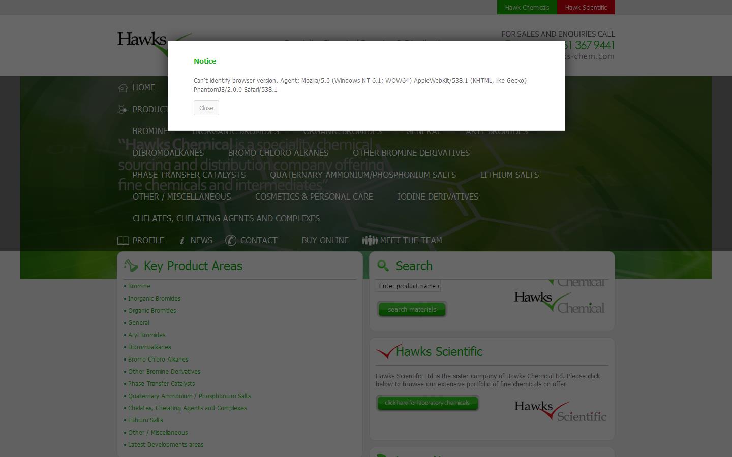 Hawks Chemical Company Website