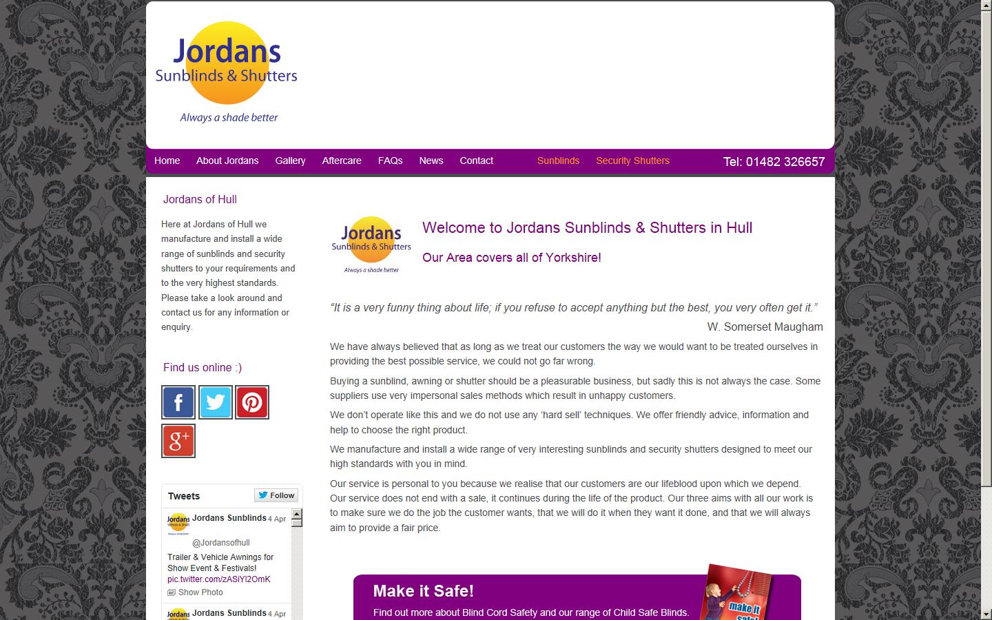 Jordans Sunblinds Ltd. Website