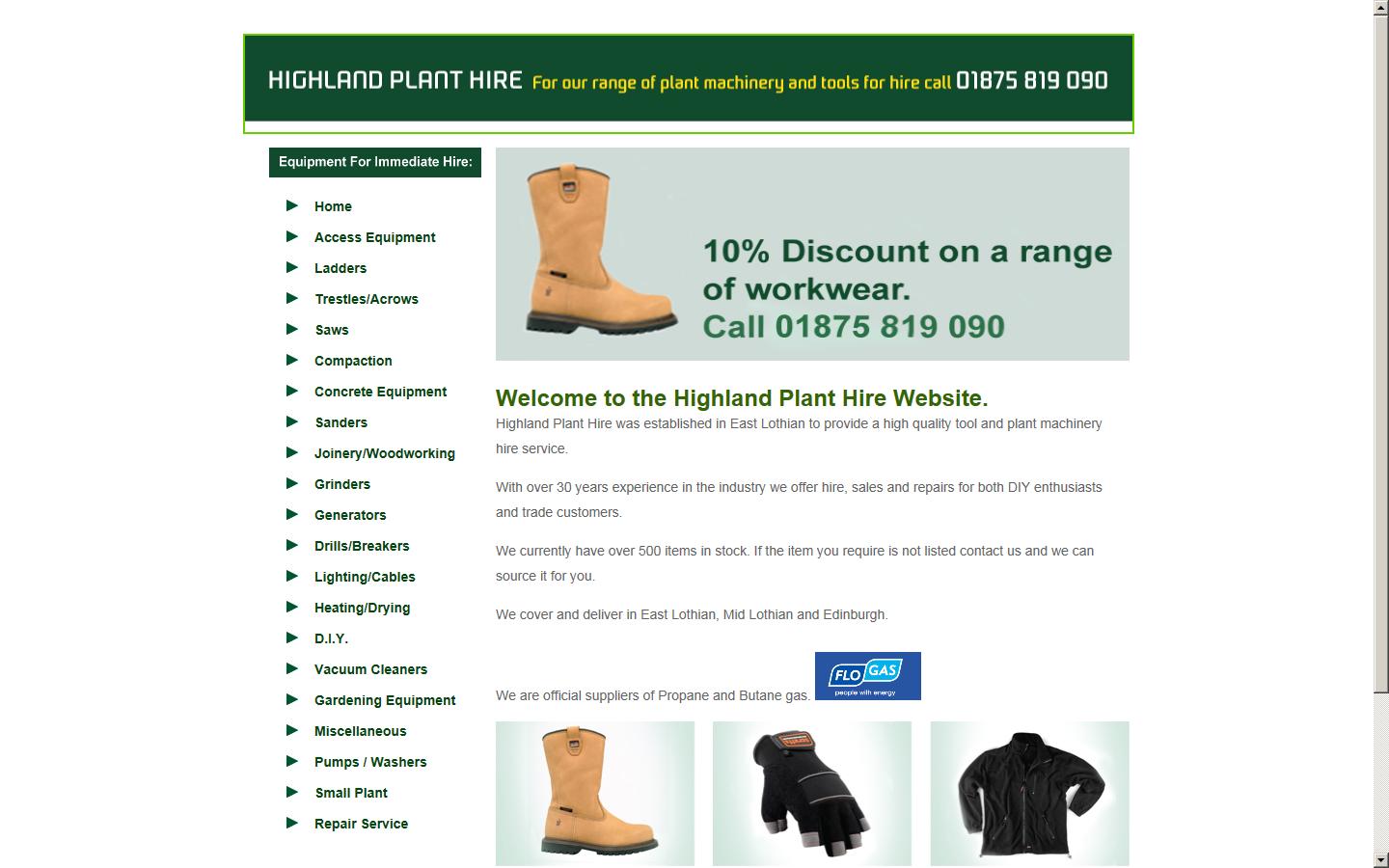 Highland Plant Hire Website