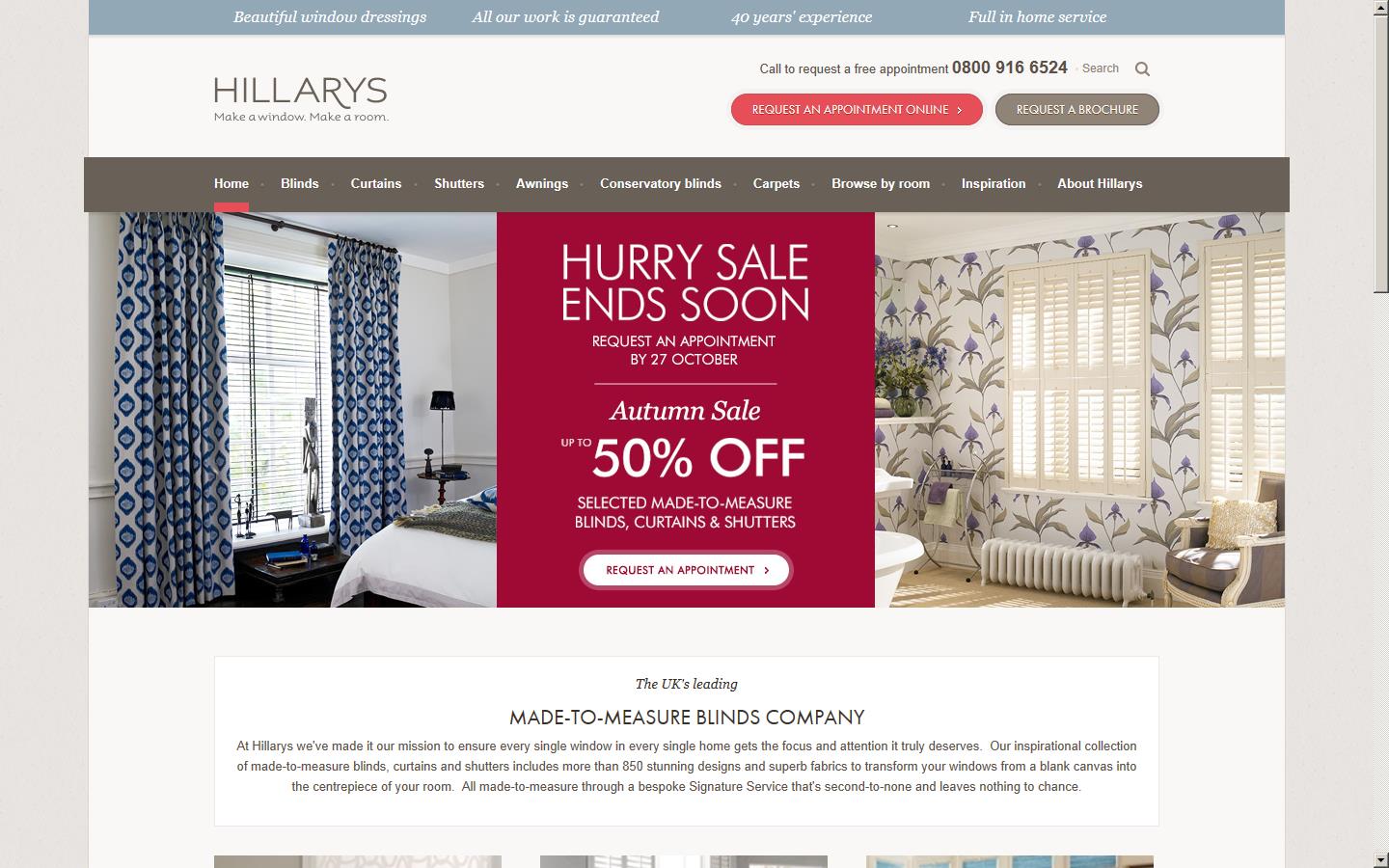 Hillarys Blinds Limited Website