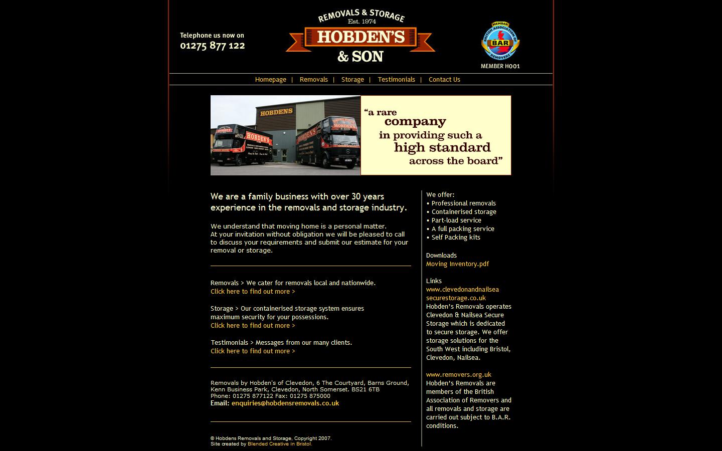 Hobdens Removals Website