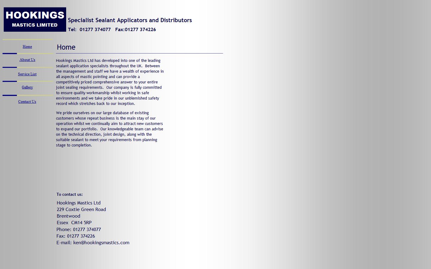 Hookings Mastics Ltd Website