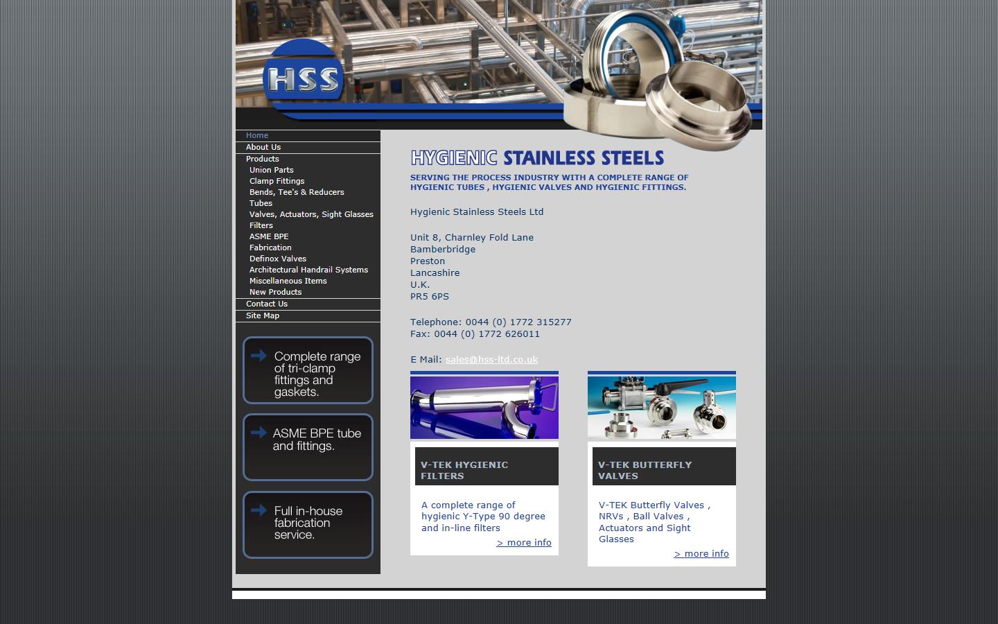 Hygienic Stainless Steels Ltd Website