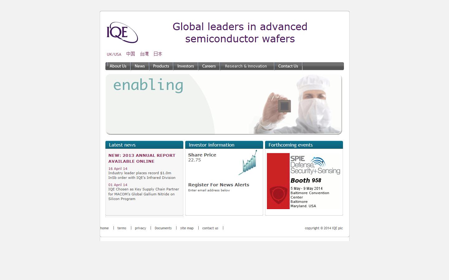 IQE plc Website
