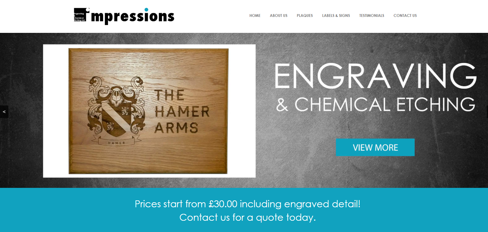 Impressions Engraving & Chemical Etching Website