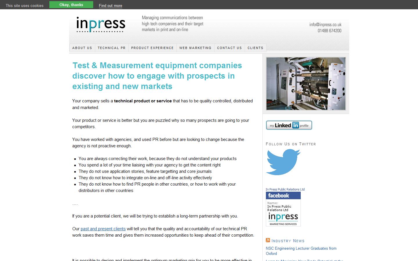 In Press Public Relations Ltd Website