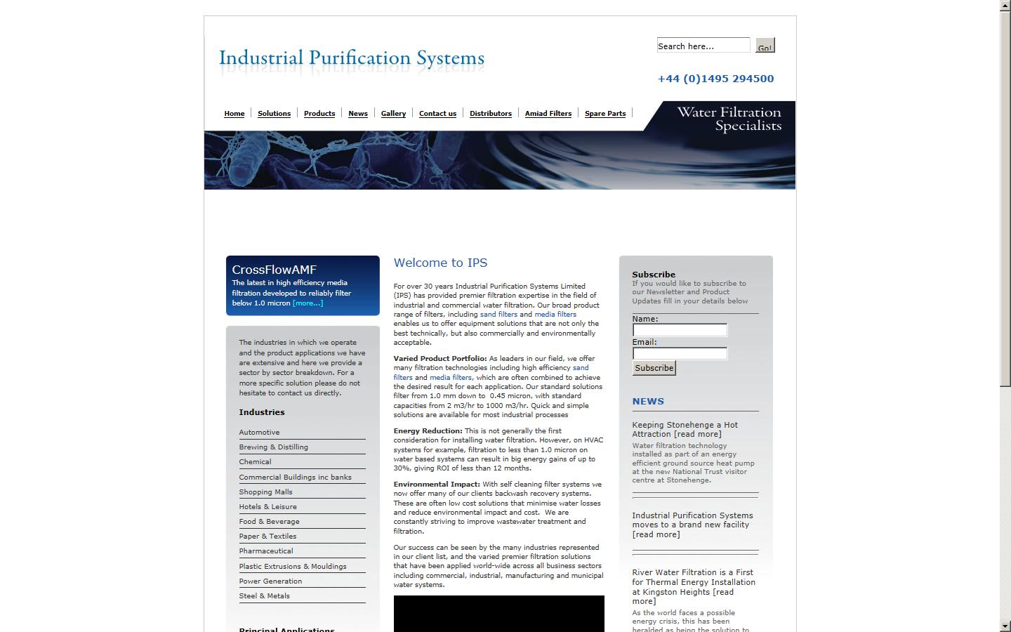Industrial Purification Systems Ltd Website
