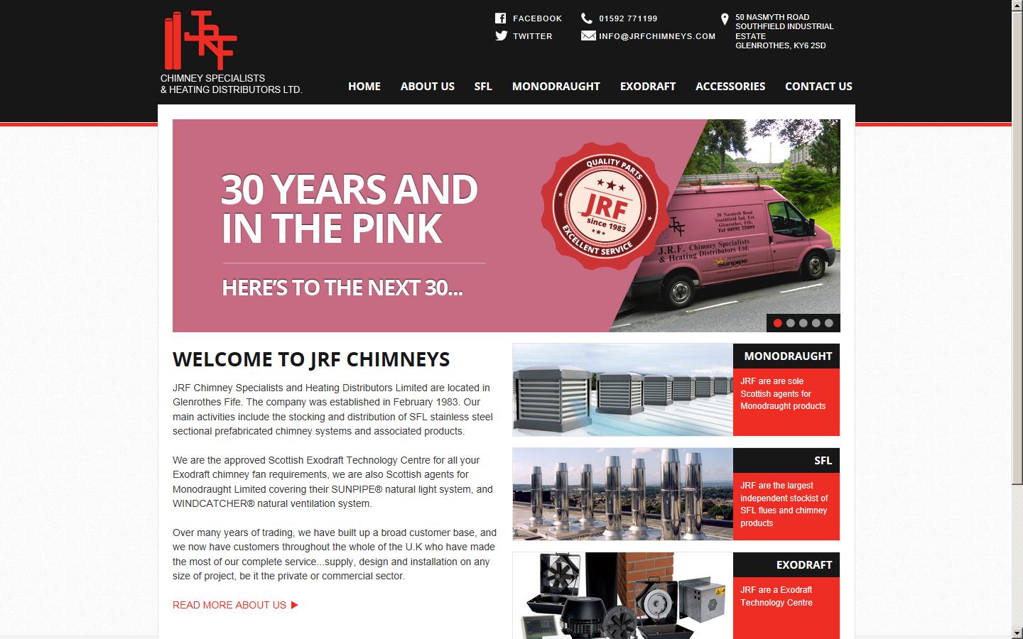 JRF Chimney Specialists & Heating Distributors Ltd Website