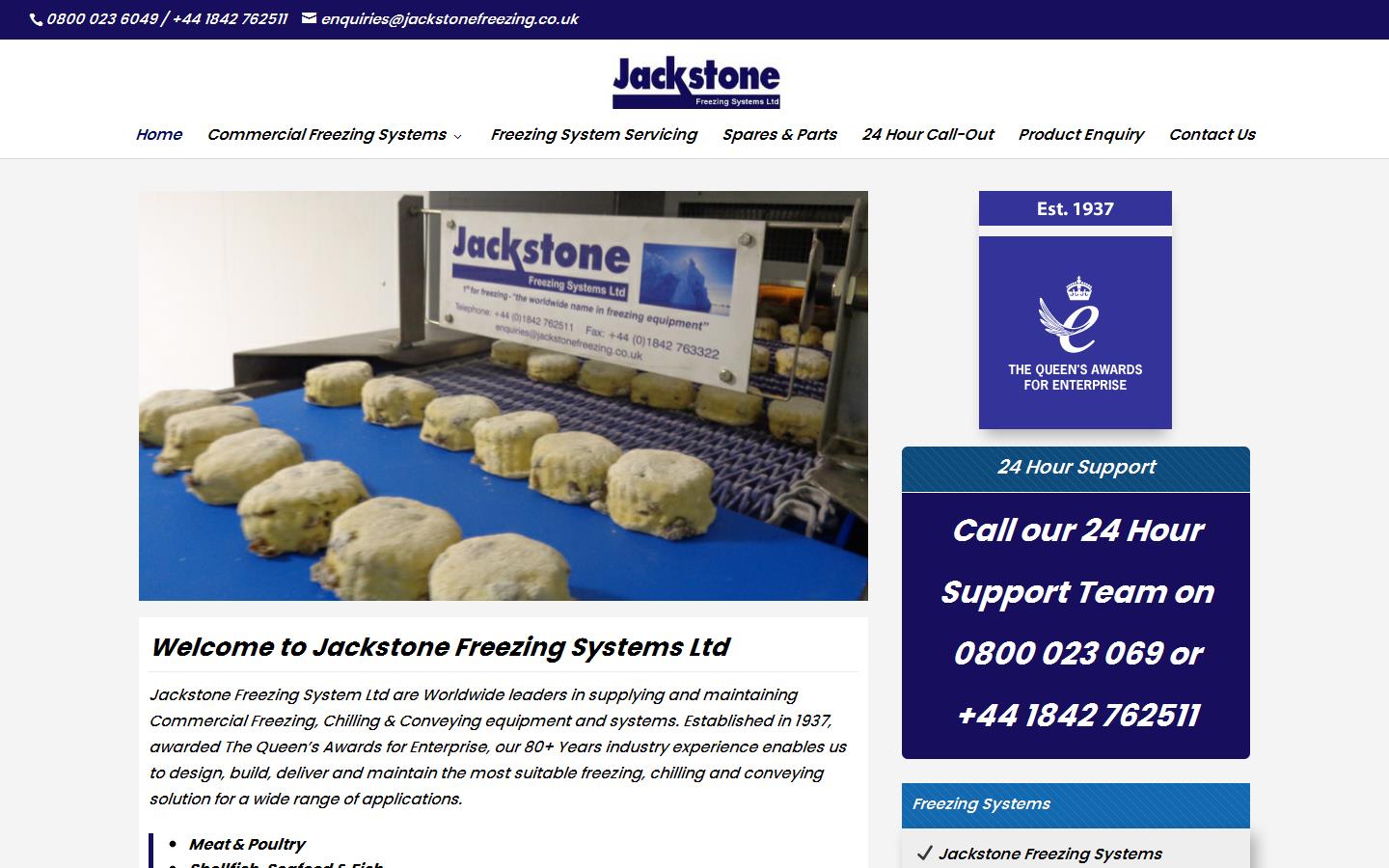 Jackstone Freezing Systems Ltd Website