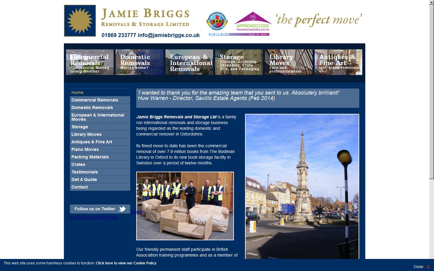 Jamie Briggs Removals & Storage Ltd Website
