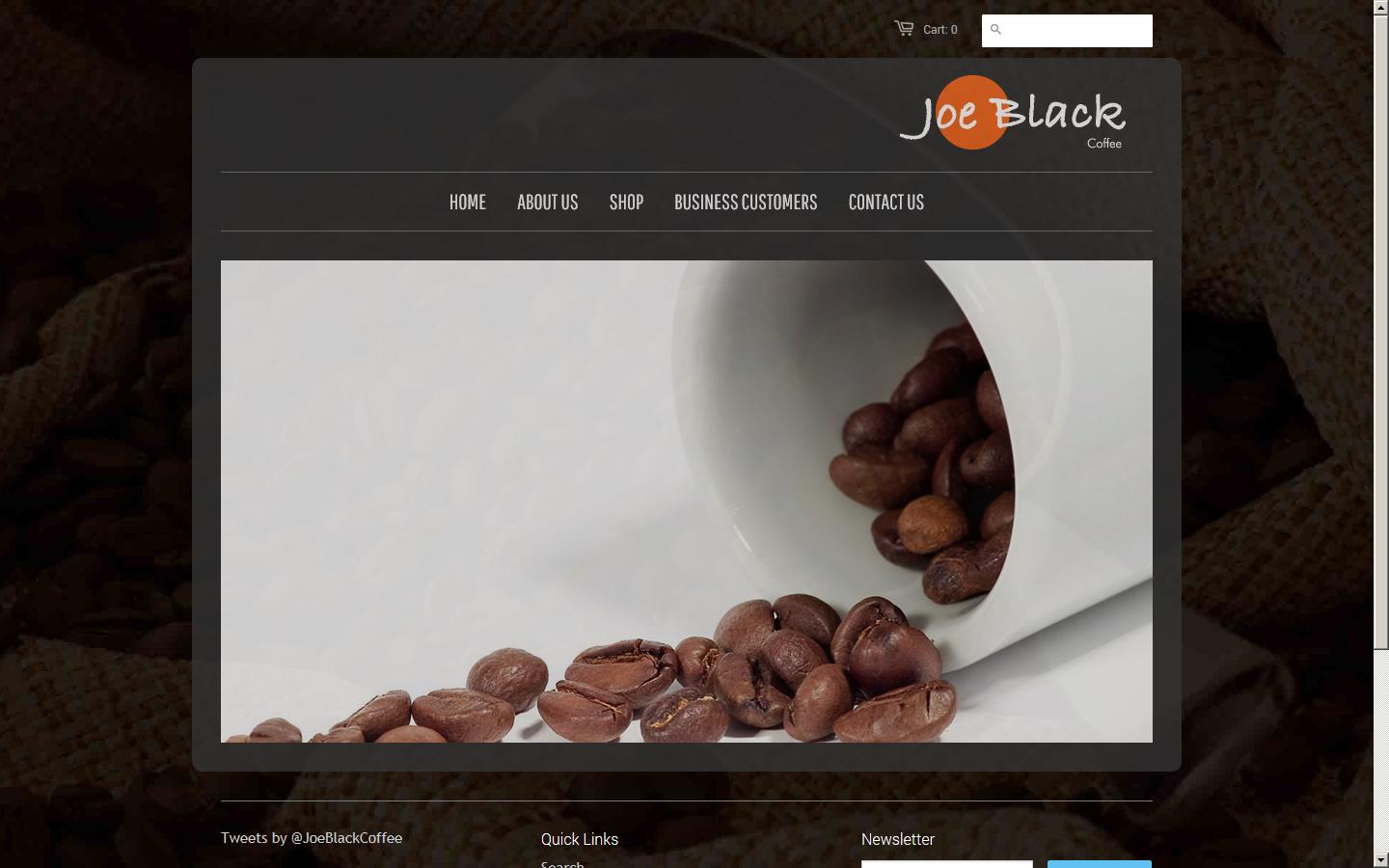 Joe Black Coffee and Tea Co Website