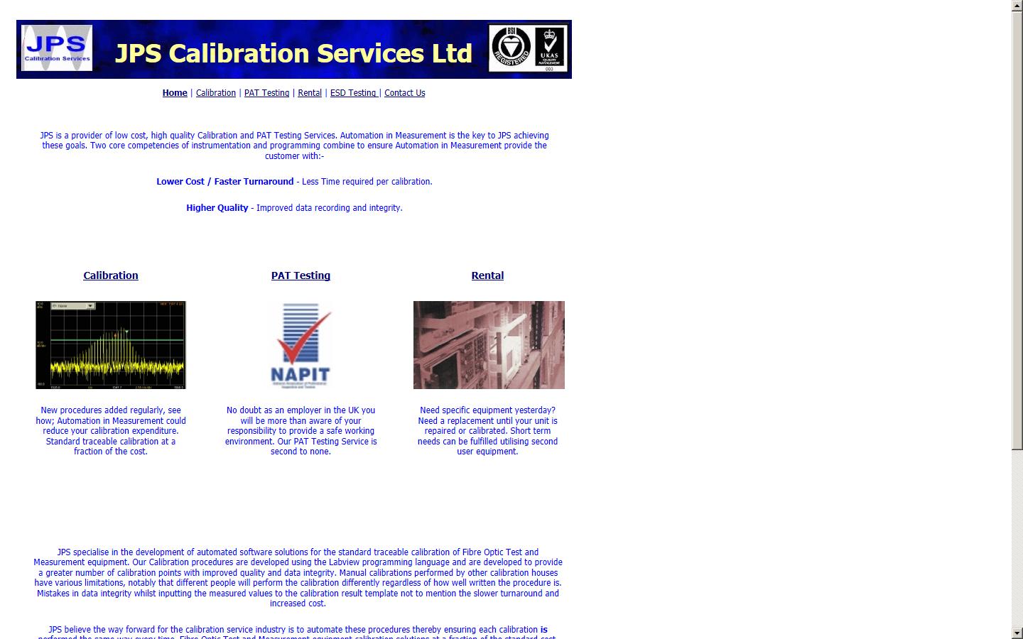 JPS Calibration Services Ltd Website