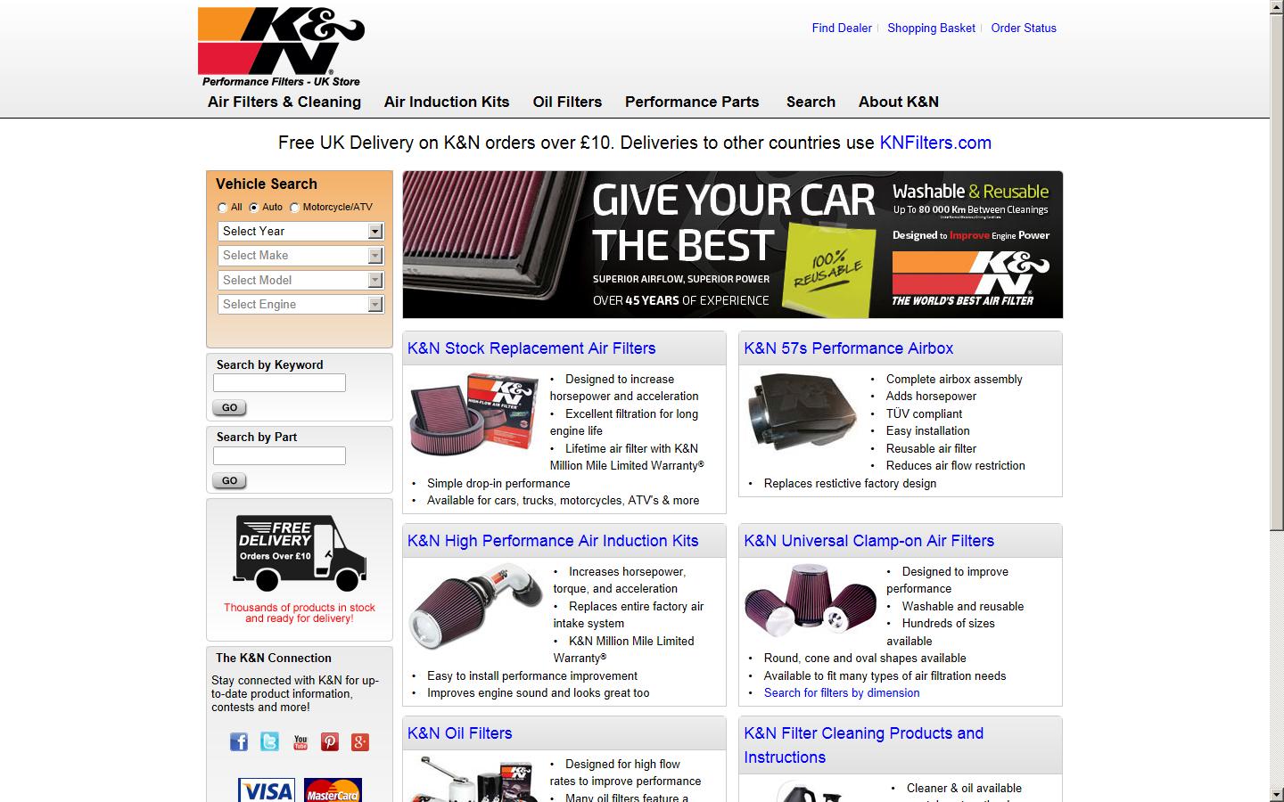 K&N Filters (Europe) Ltd Website