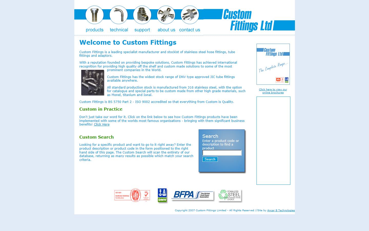Custom Fittings Ltd Website