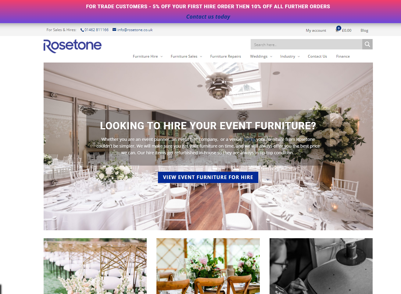 Rosetone Event Furniture Website