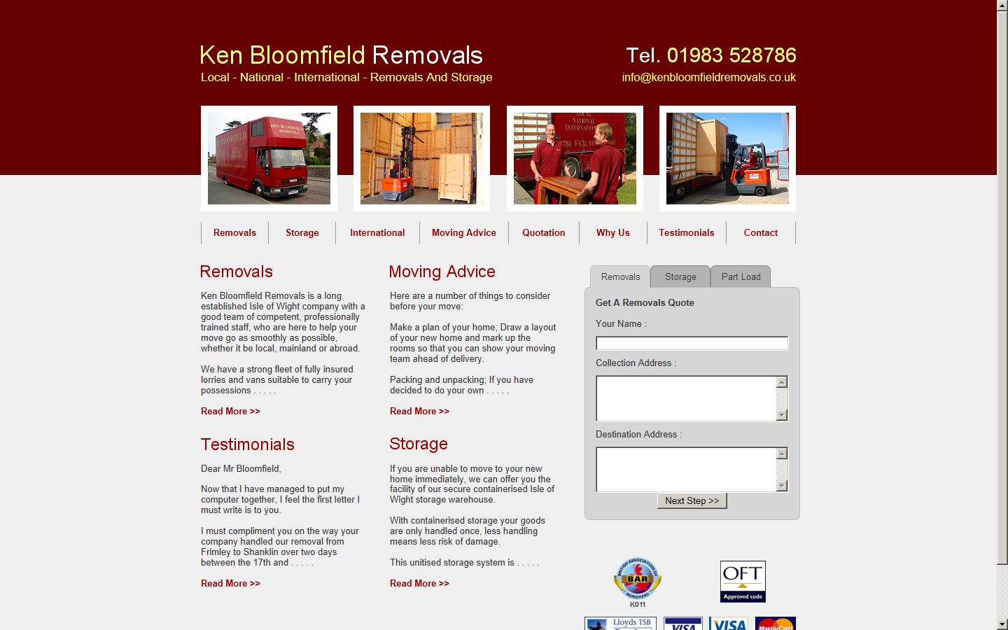 Ken Bloomfield Removals Website