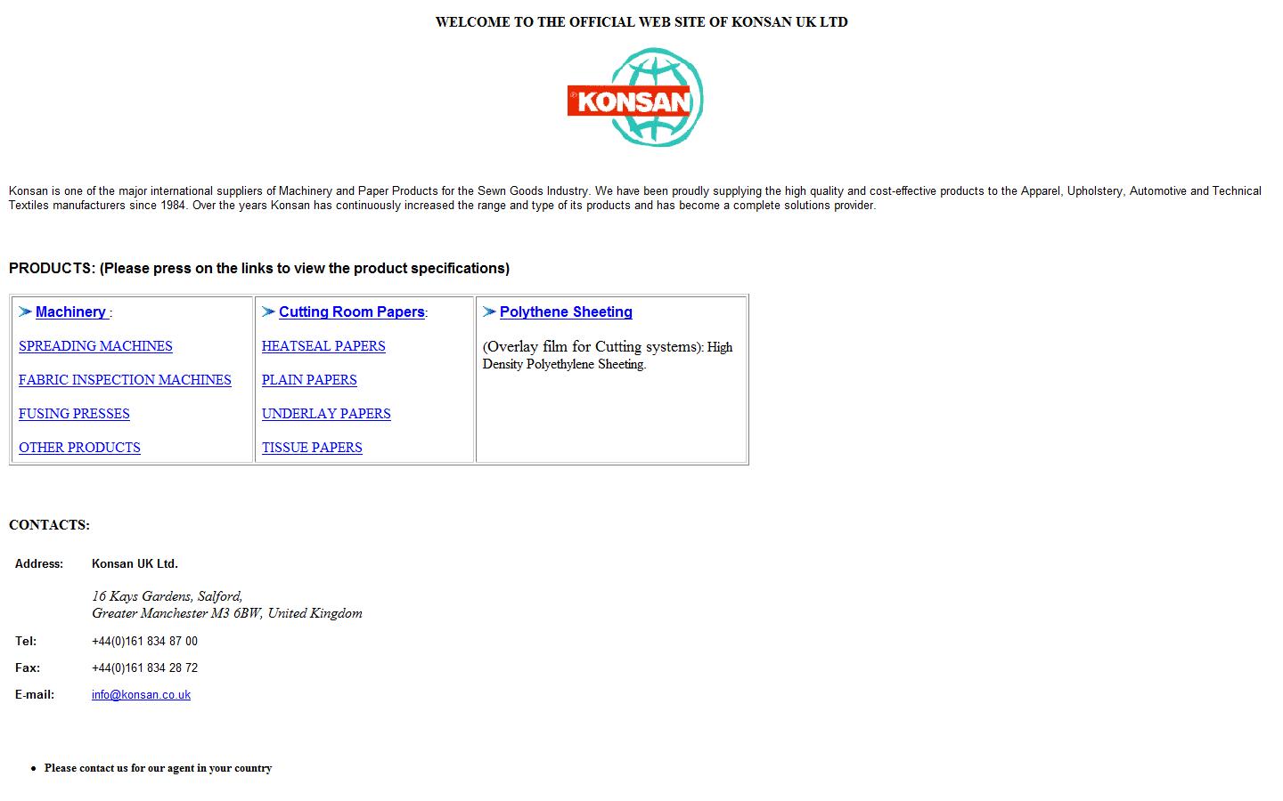 Konsan UK Ltd. Website