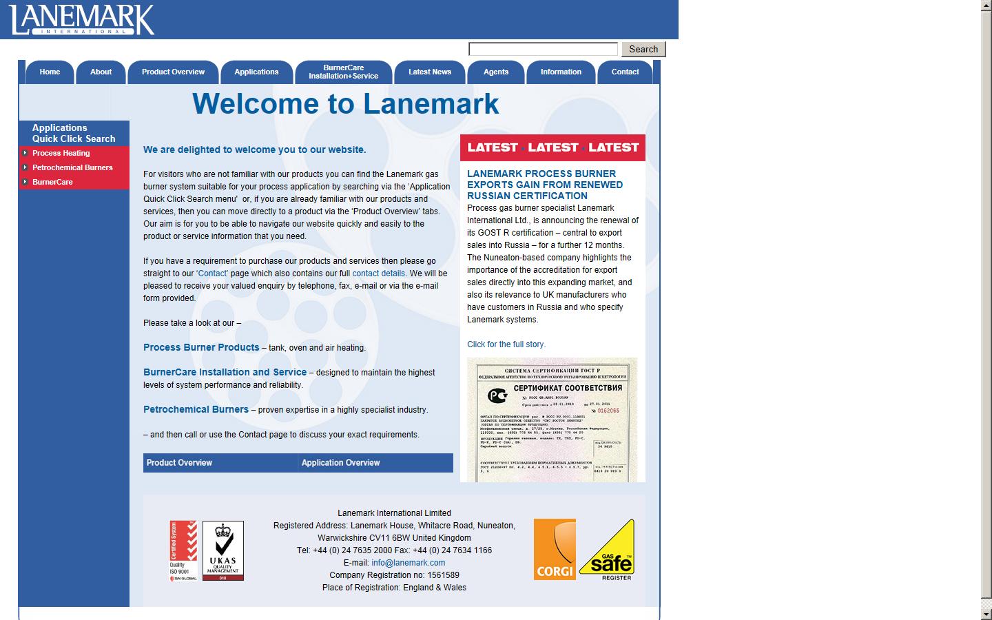 Lanemark International Ltd. Website