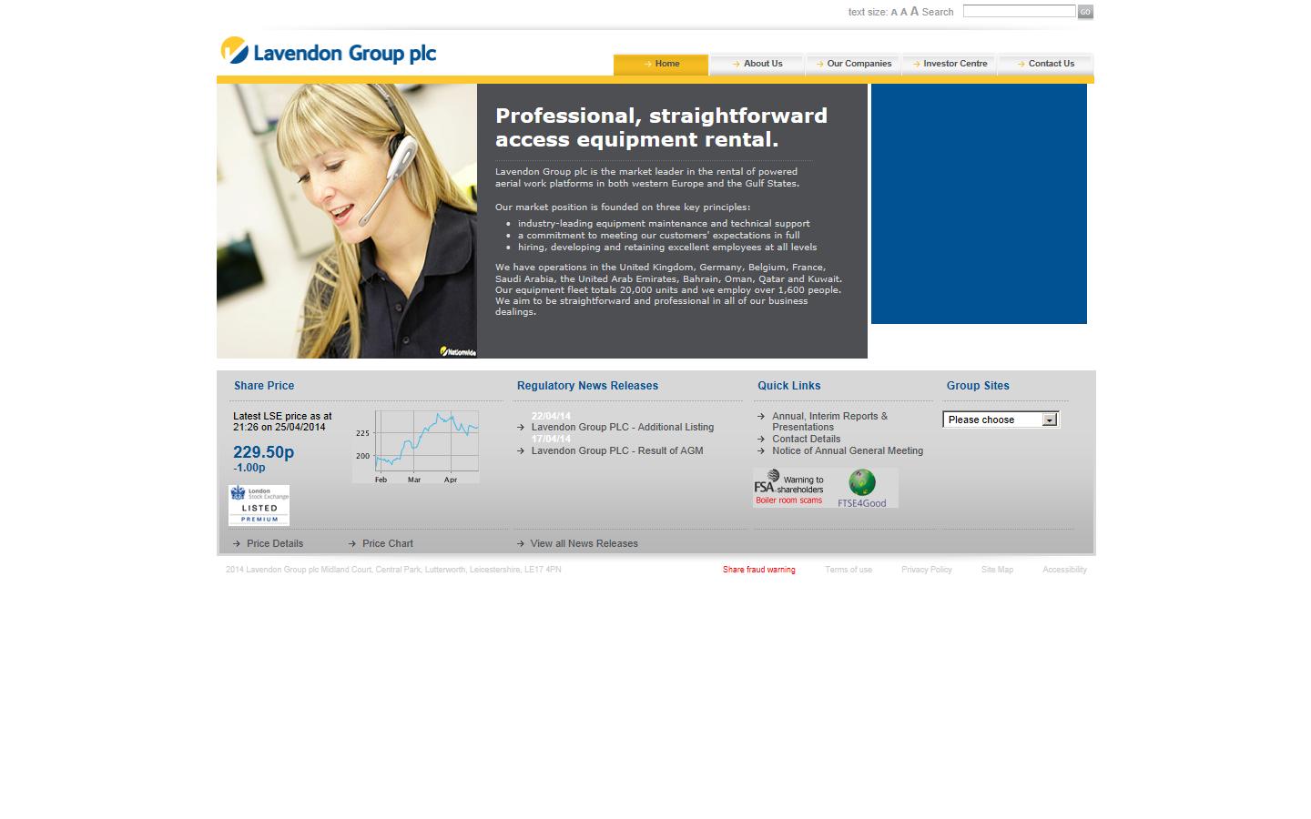 Lavendon Group Plc Website
