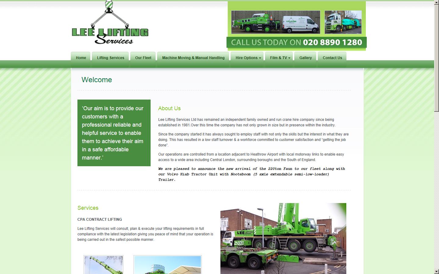 Lee Lifting Services Ltd Website