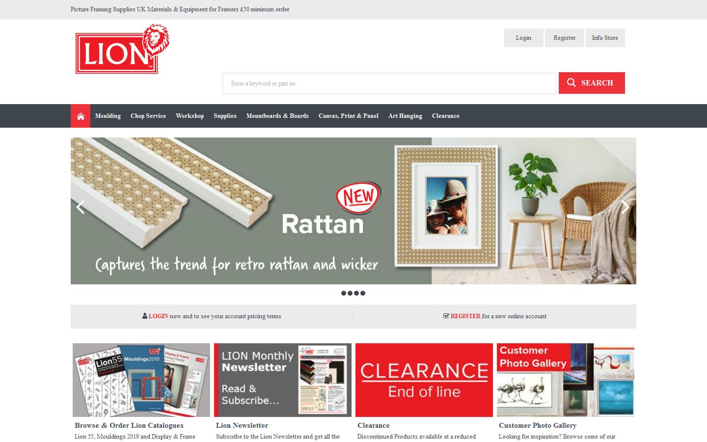 LION Picture Framing Supplies Ltd Website